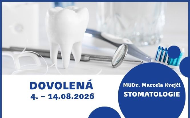 MUDr. Marcela Krejčí – Dovolená 4.–14. srpna 2026