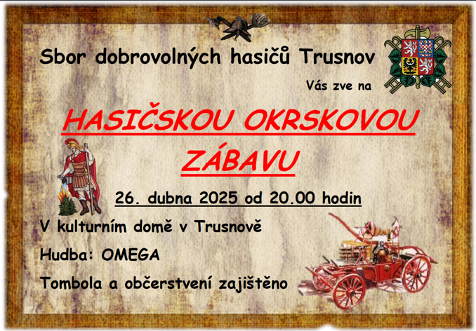 Model.Name: 2025 26 04 Trusnov Hasičská Okrsková Zábava Plakát
