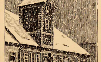 Původní radnice v Holicích (perokresba Arnolda Neumanna)