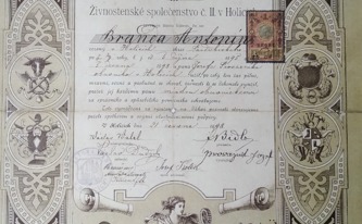 Vysvědčení Za Vyučenou Obuvníka Z Roku 1898, Živnostenské Společenstvo Č. II. V Holicích.