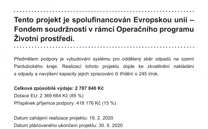 Zobrazit obrázek: Rozšíření sepapace odpadu ve městě Holice